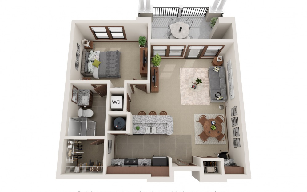 ENSO 4 - 1 bedroom floorplan layout with 1 bath and 765 square feet.